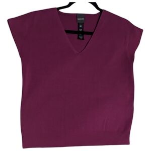 MADELEINE | Women's Short Sleeve Blouse Top | Wine | Size 6-8 Medium - German m